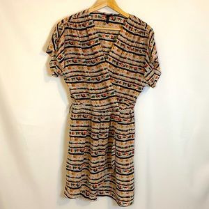 BCBG Silk Printed Faux Wrap Dress